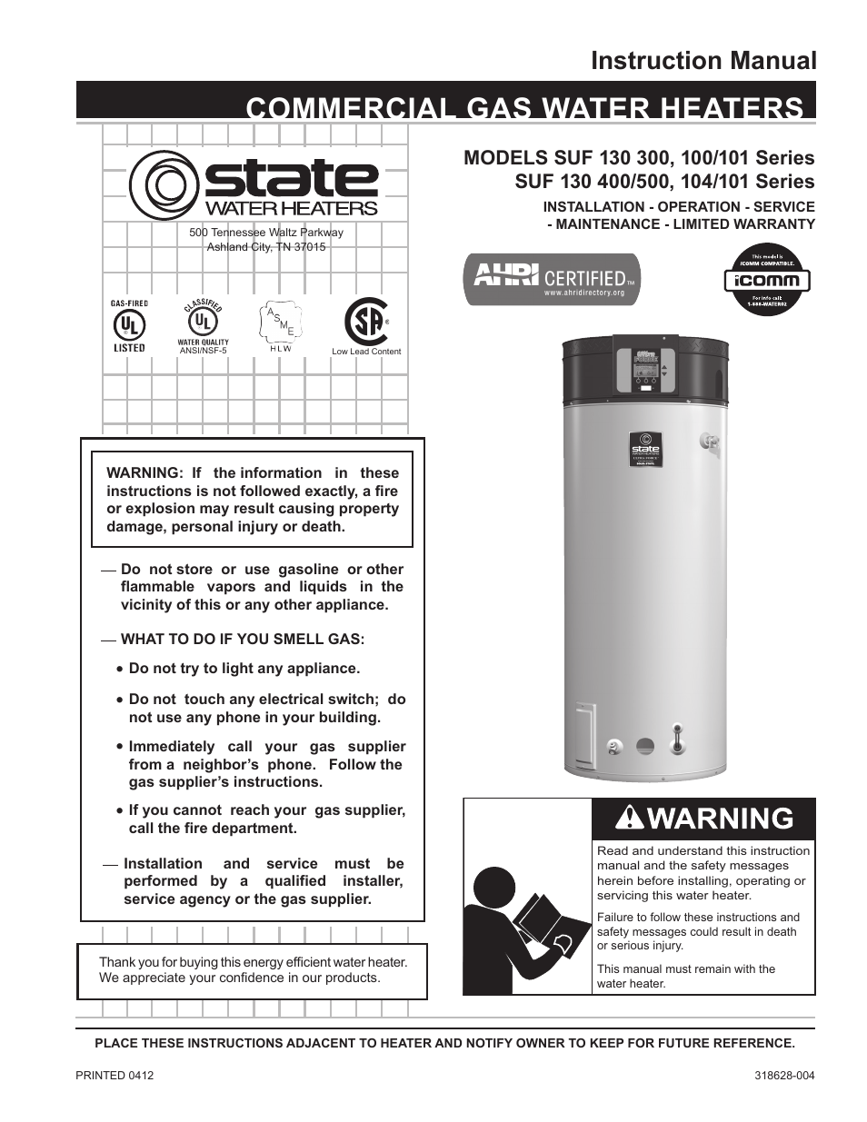 State SUF 130 500 User Manual | 76 pages