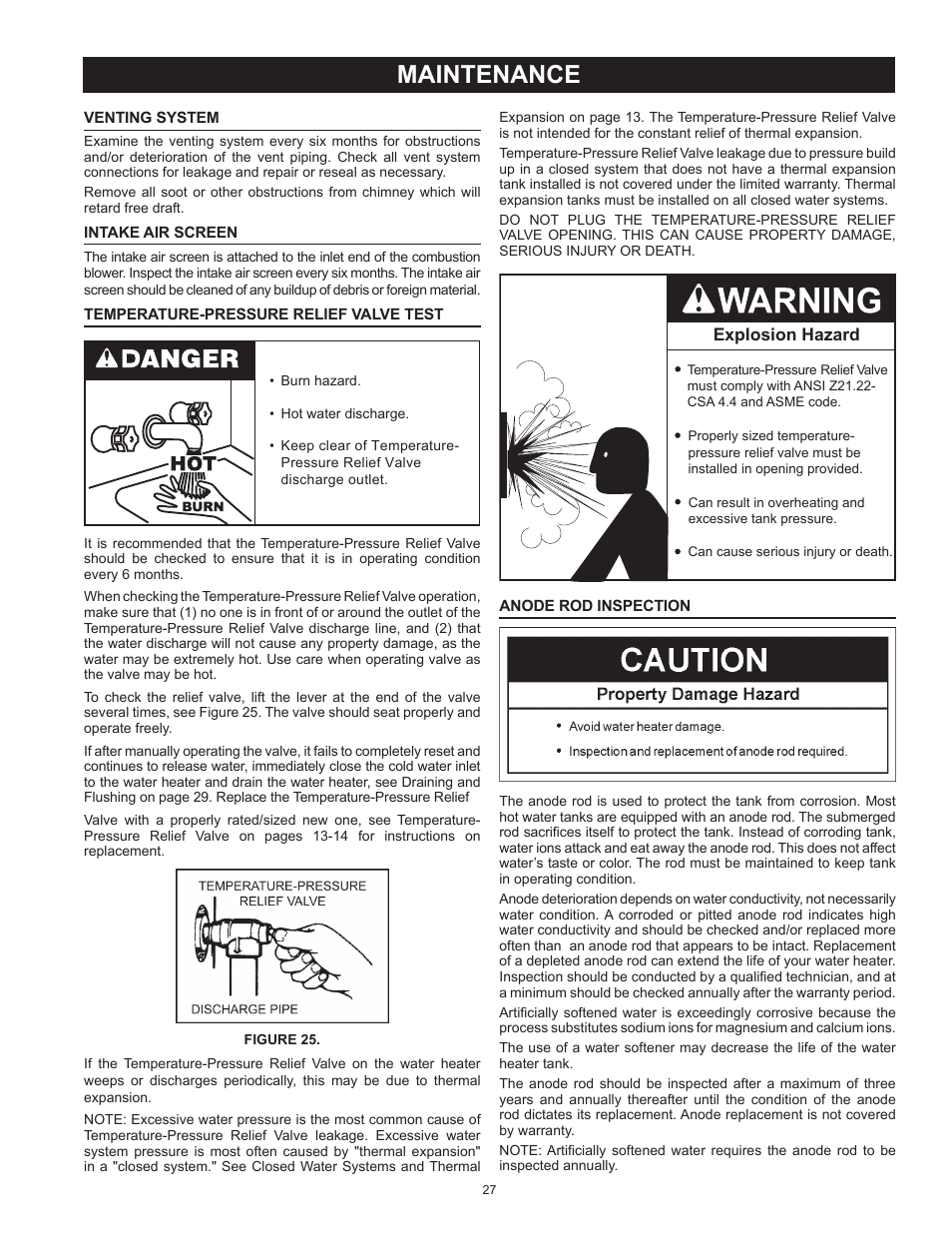 Maintenance | State SBL100 199 NE User Manual | Page 27 / 52