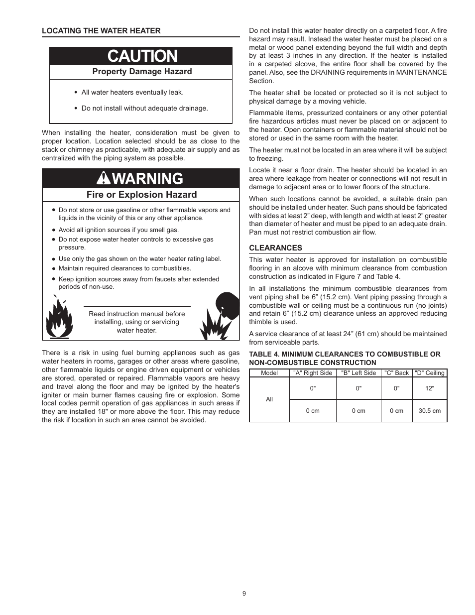 Caution, Fire or explosion hazard | State SBL100 199 NE User Manual | Page 9 / 52