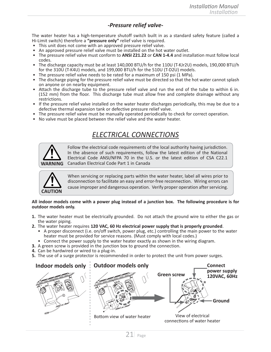 Electrical connections | State GTS-510U-NE User Manual | Page 21 / 56