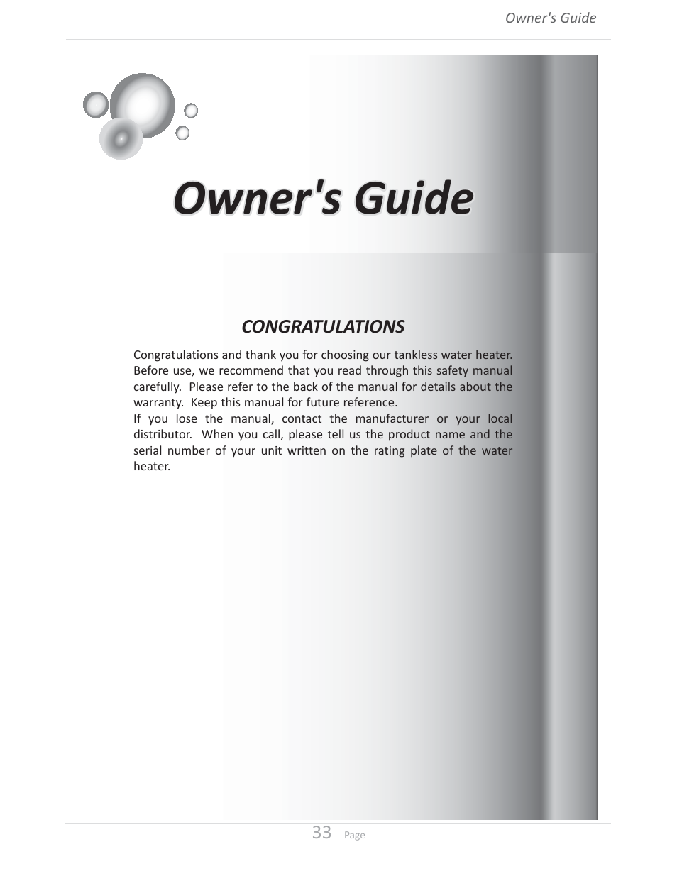 Owner's guide | State GTS-510U-NE User Manual | Page 33 / 56
