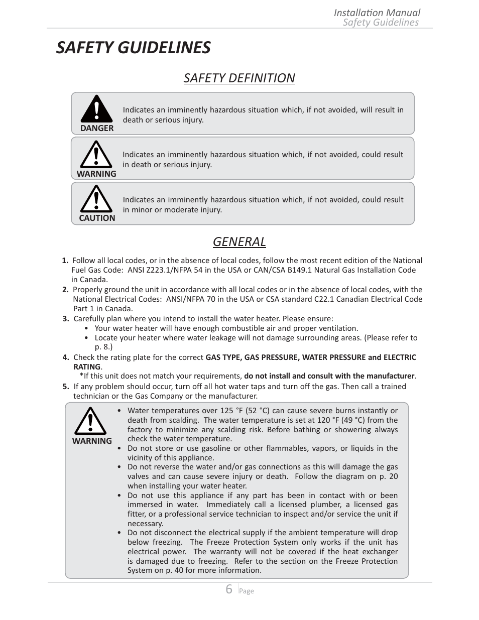 Safety guidelines, Safety definition general | State GTS-510U-NE User Manual | Page 6 / 56