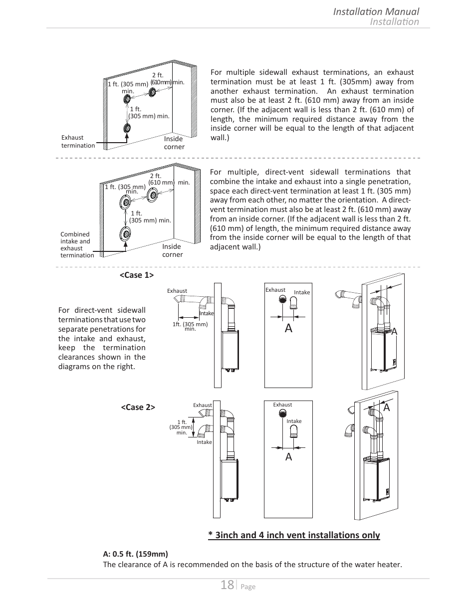 Installation installation manual, 3inch and 4 inch vent installations only | State GTS-140-PIH User Manual | Page 18 / 56