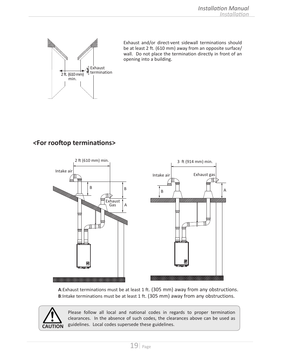 For rooftop terminations, Installation installation manual | State GTS-140-PIH User Manual | Page 19 / 56