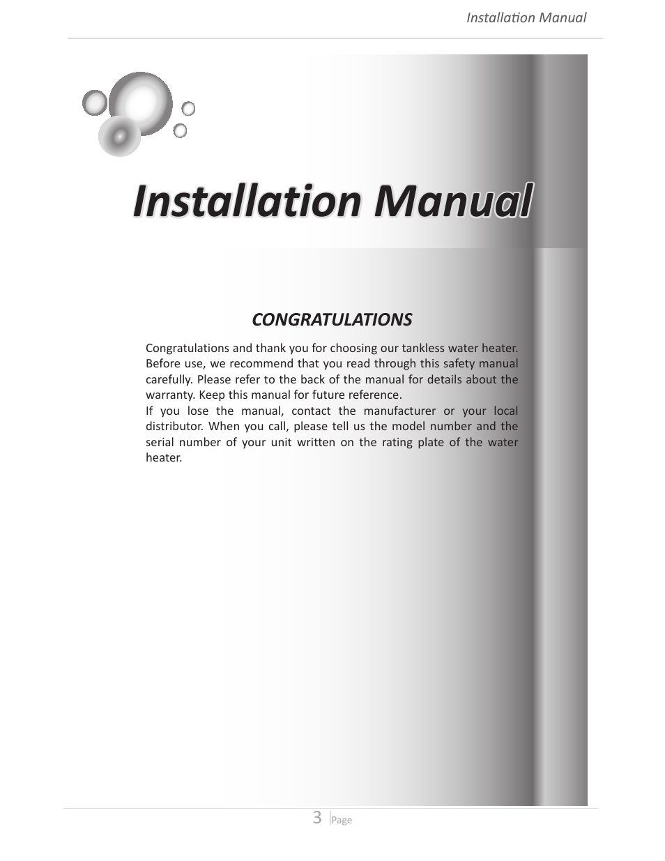 Installation manual | State GTS-140-PIH User Manual | Page 3 / 56