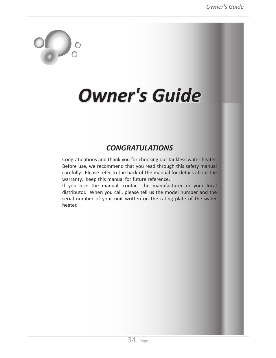 Owner's guide | State GTS-140-PIH User Manual | Page 34 / 56
