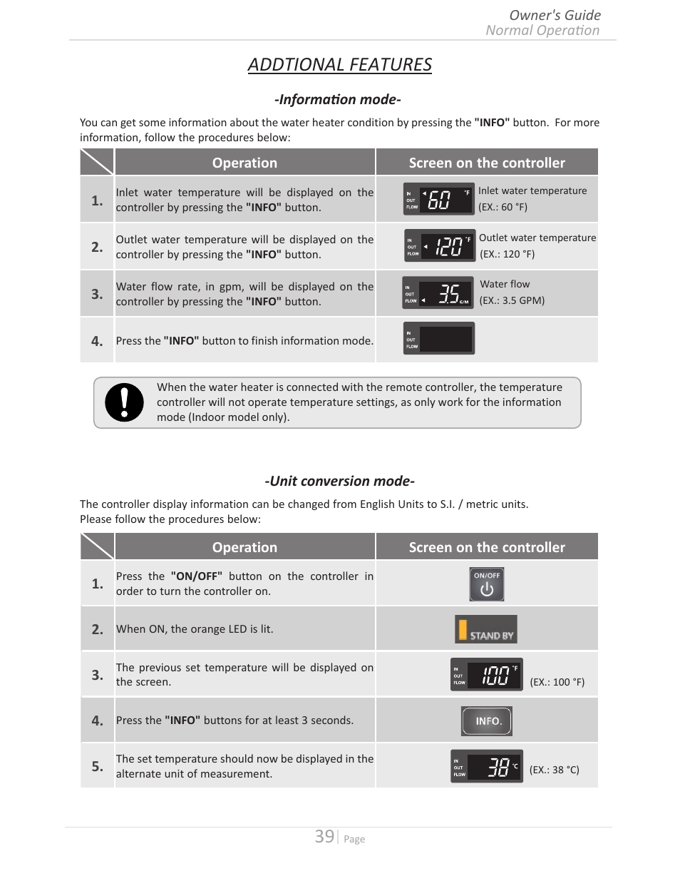 Addtional features | State GTS-140-PIH User Manual | Page 39 / 56