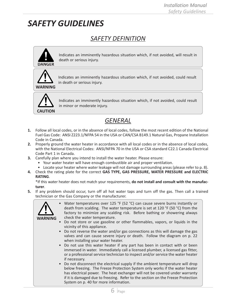 Safety guidelines, Safety definition, General | State GTS-140-PIH User Manual | Page 6 / 56