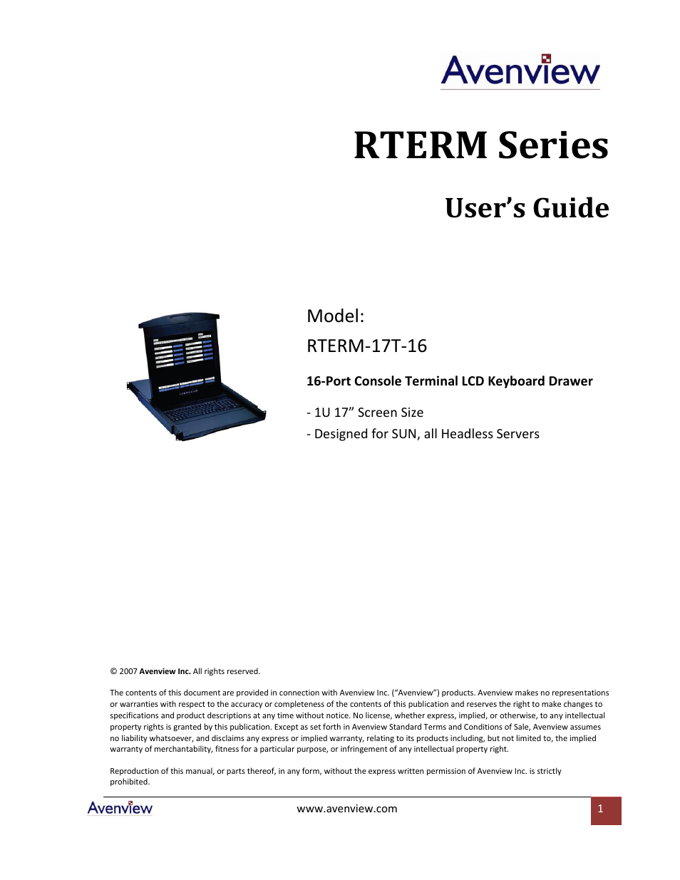 Avenview RTERM Series User Manual | 75 pages