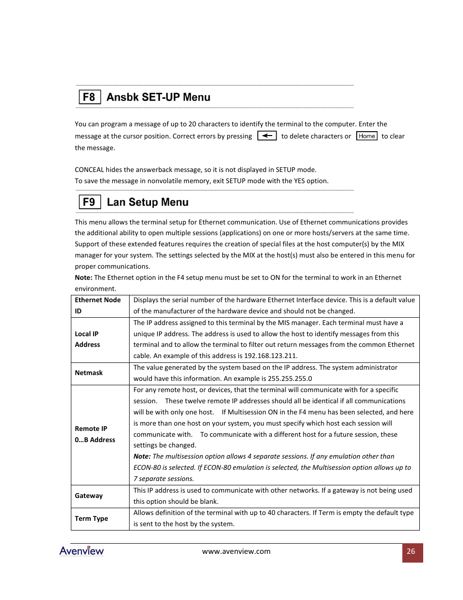 Avenview RTERM Series User Manual | Page 26 / 75