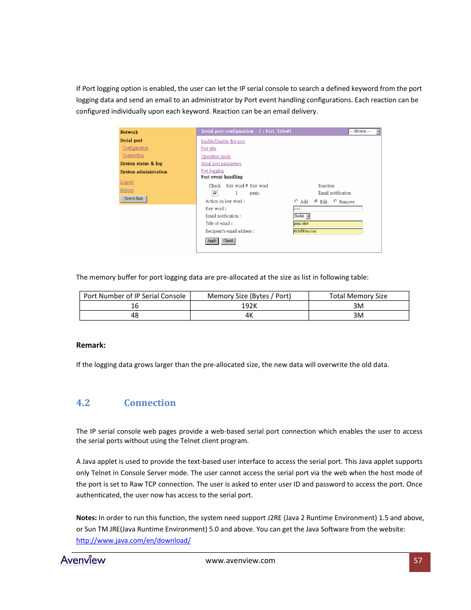 2 connection | Avenview RTERM Series User Manual | Page 57 / 75