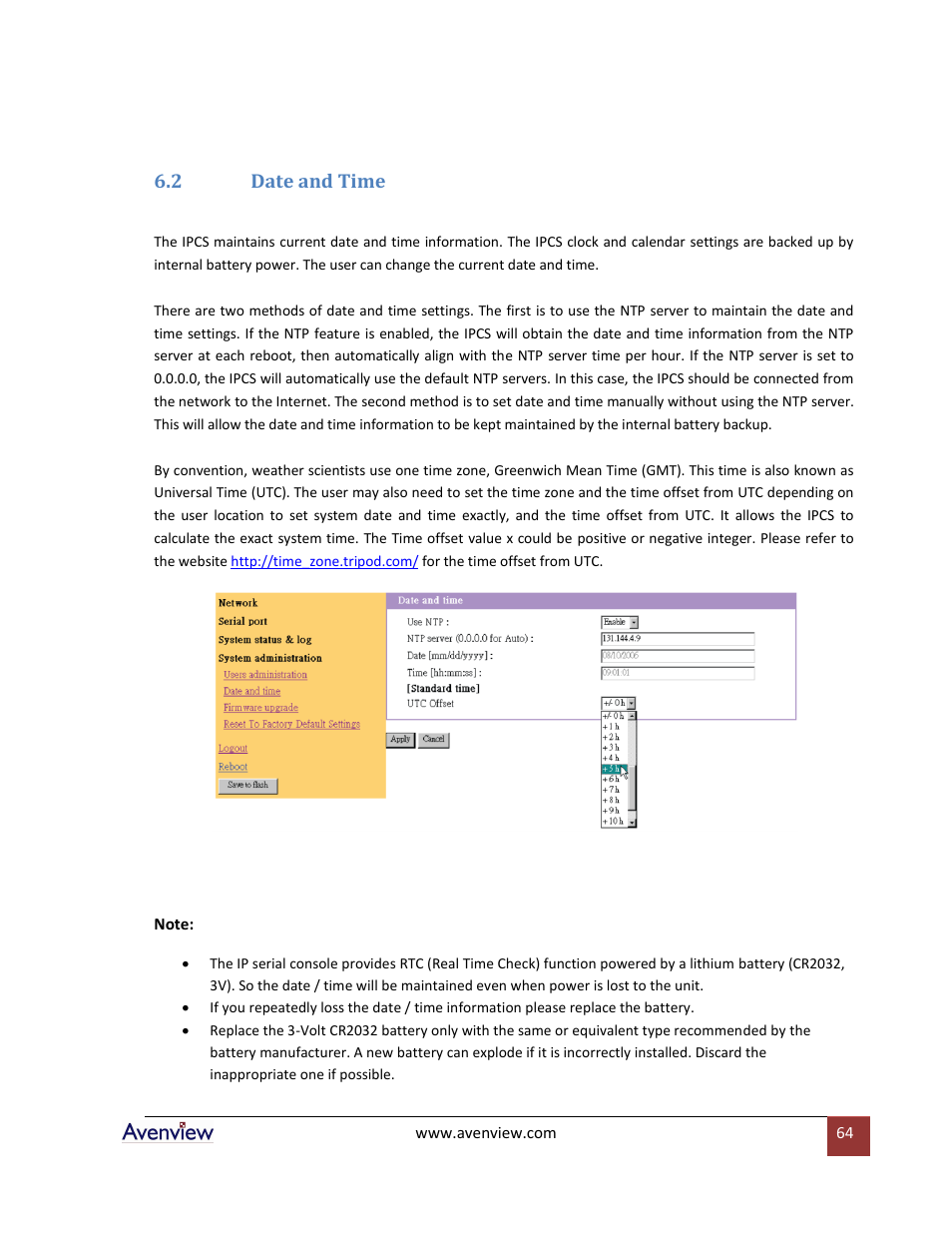 2 date and time | Avenview RTERM Series User Manual | Page 64 / 75