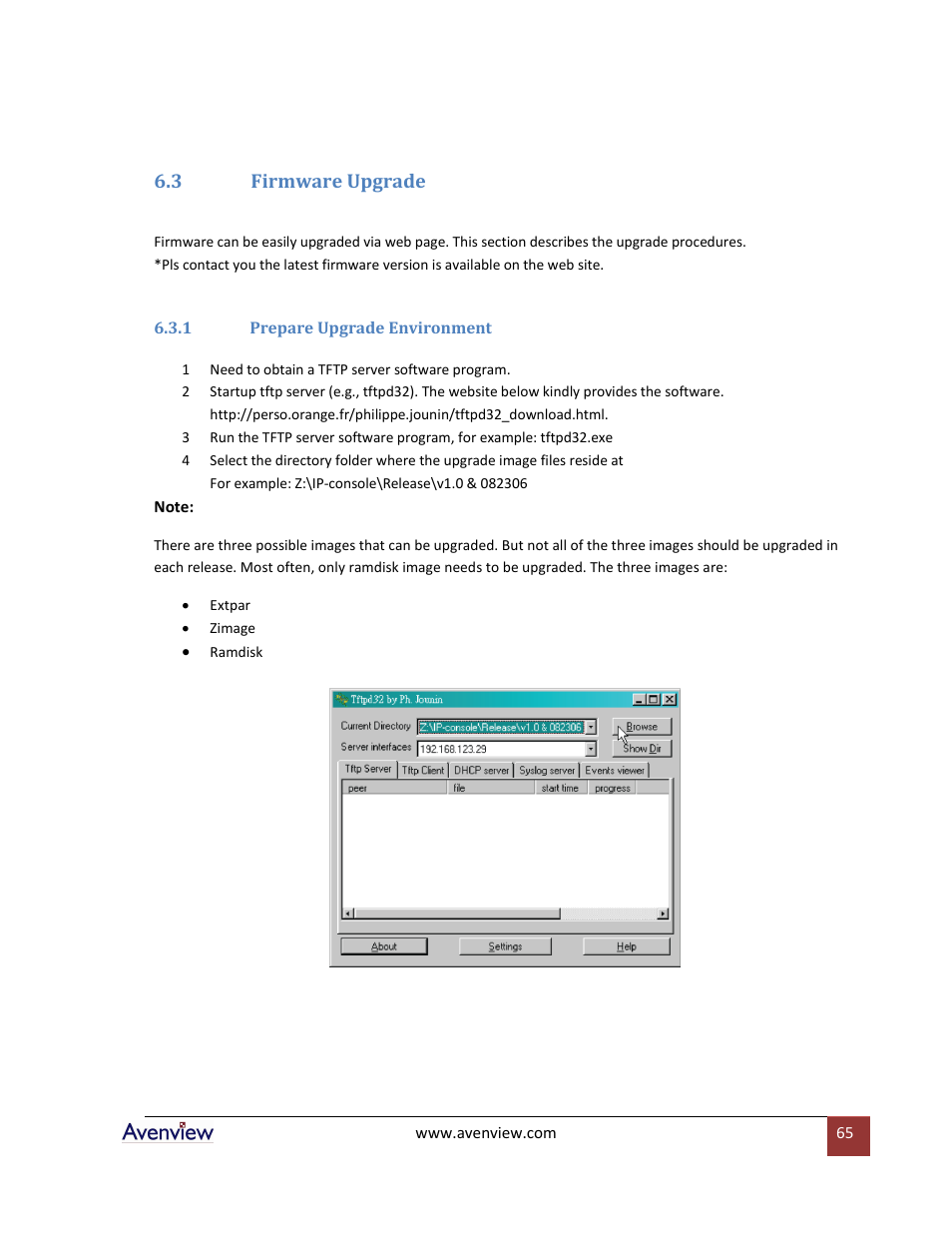 3 firmware upgrade, 1 prepare upgrade environment | Avenview RTERM Series User Manual | Page 65 / 75