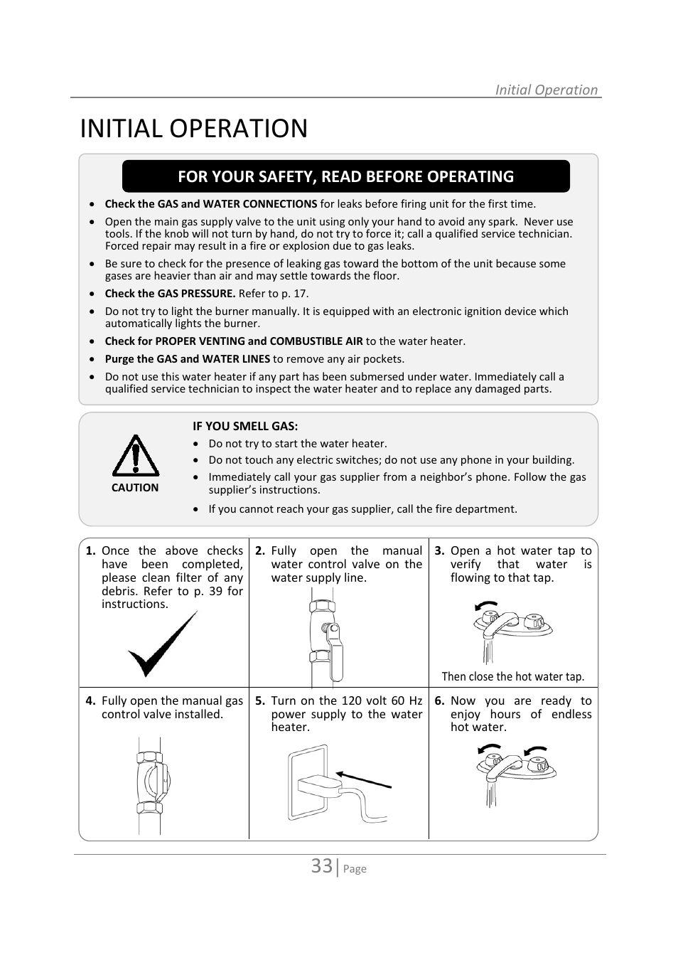 Initial operation, For your safety, read before operating | State 520 User Manual | Page 33 / 52