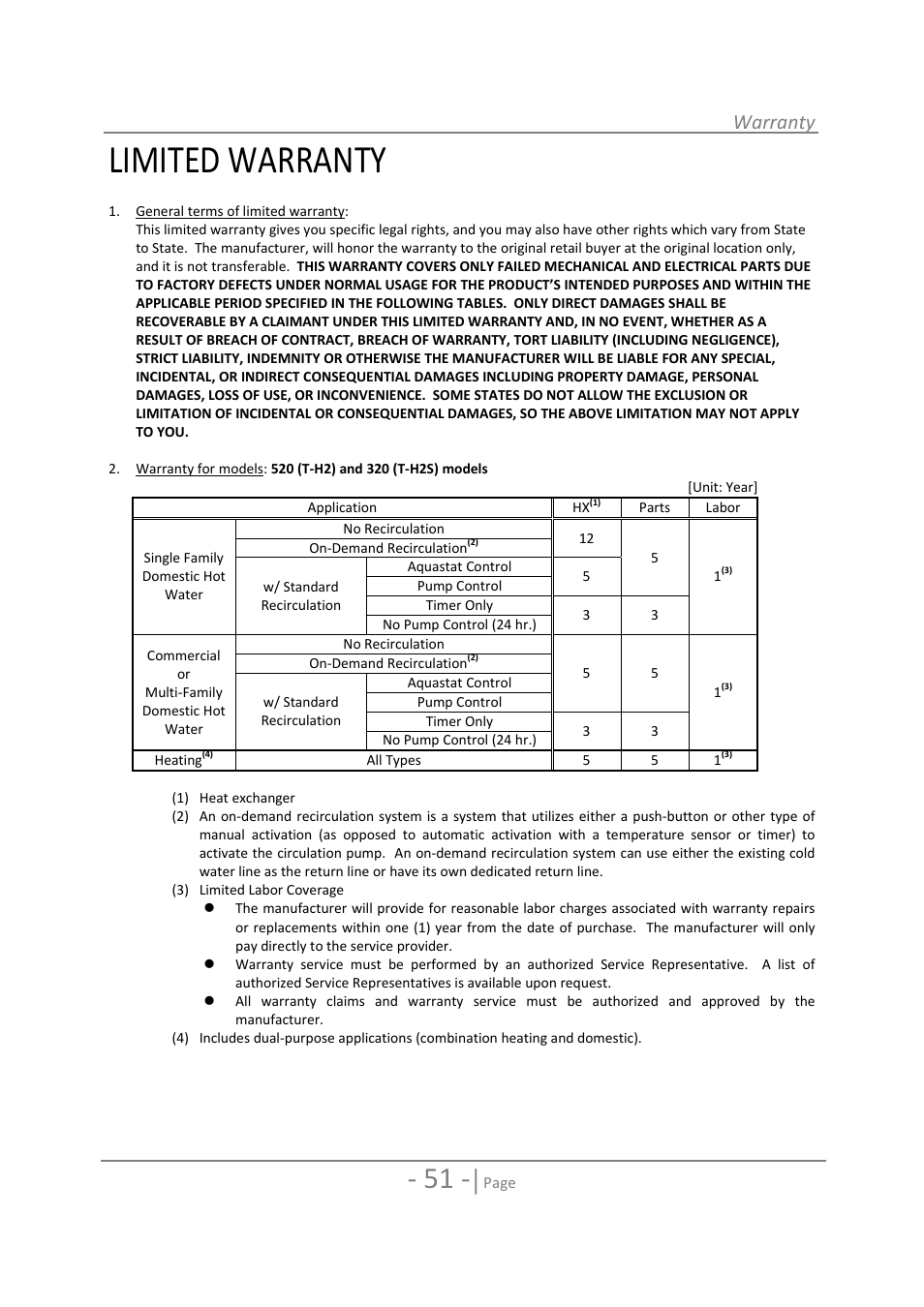 Limited warranty, Warranty | State 520 User Manual | Page 51 / 52