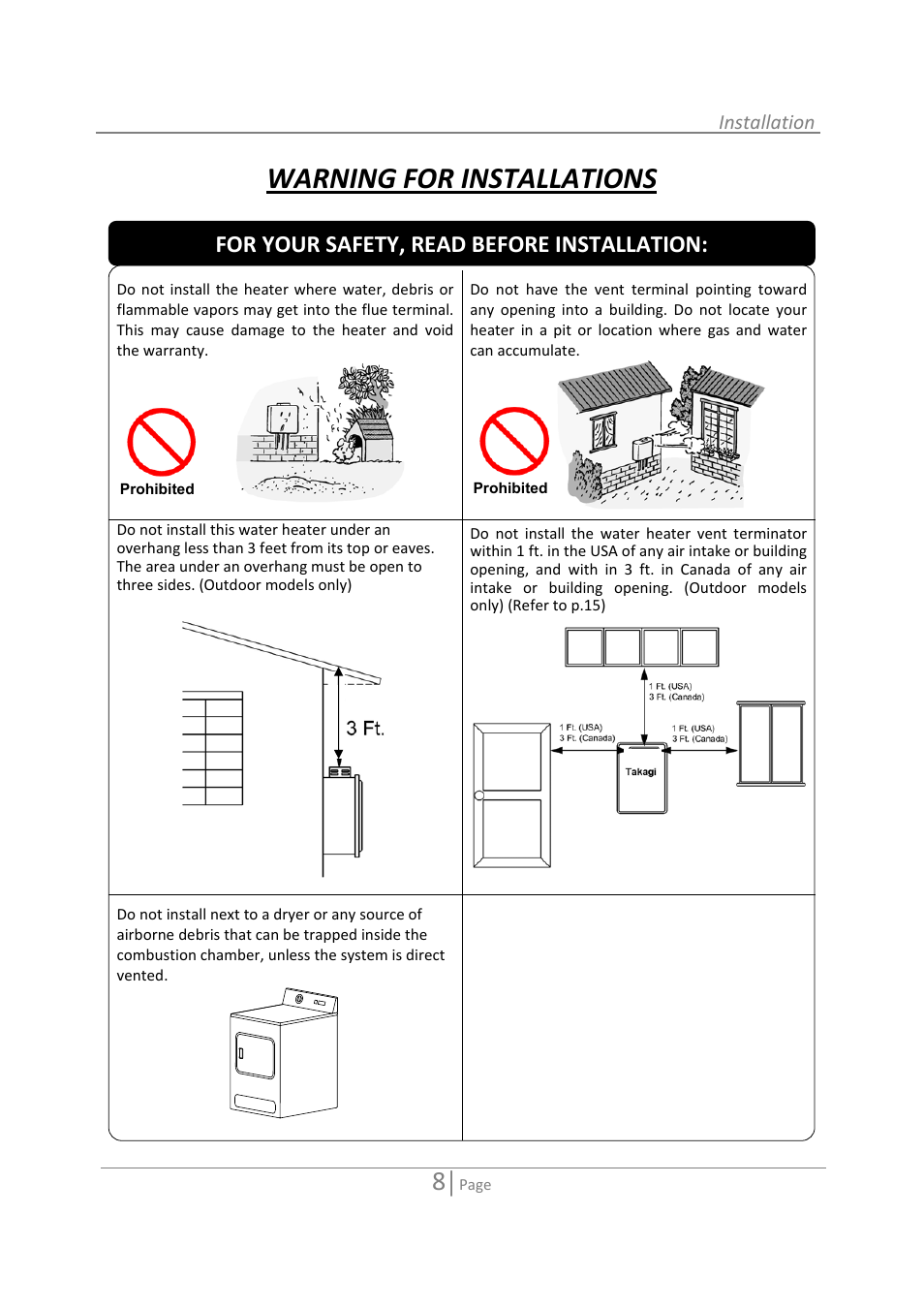 Warning for installations, For your safety, read before installation | State 520 User Manual | Page 8 / 52