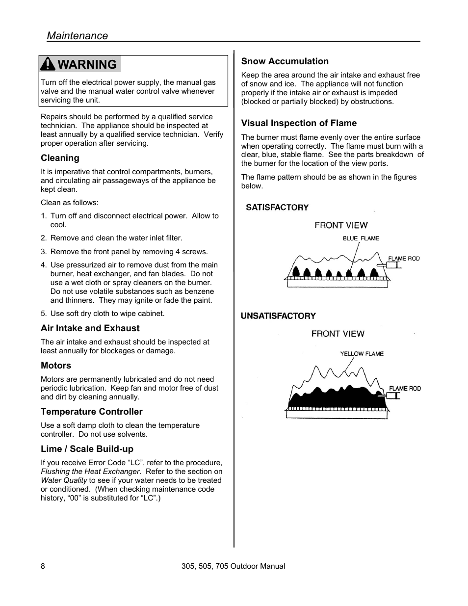 Warning, Maintenance | State 705 User Manual | Page 8 / 36