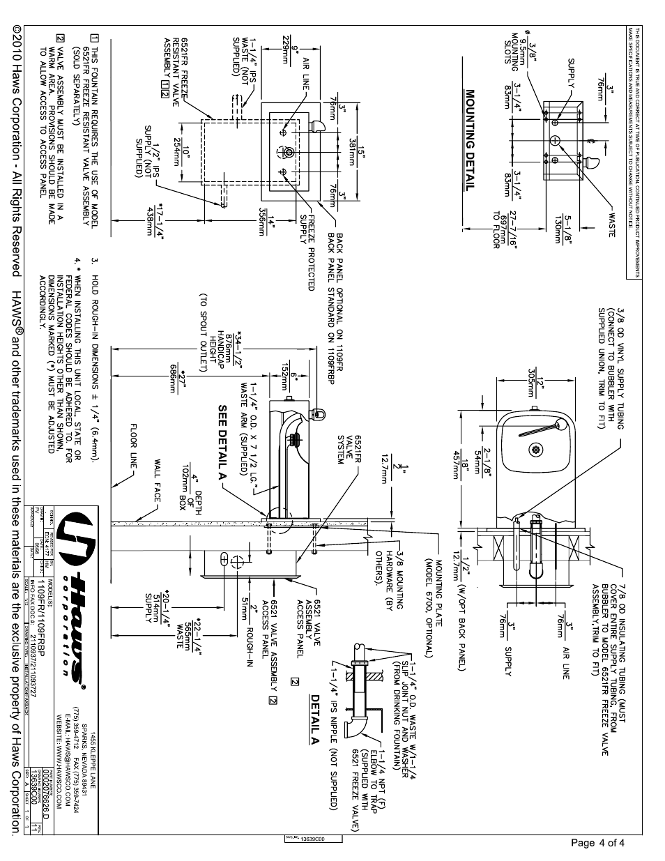 Haws 1109FR User Manual | Page 4 / 4