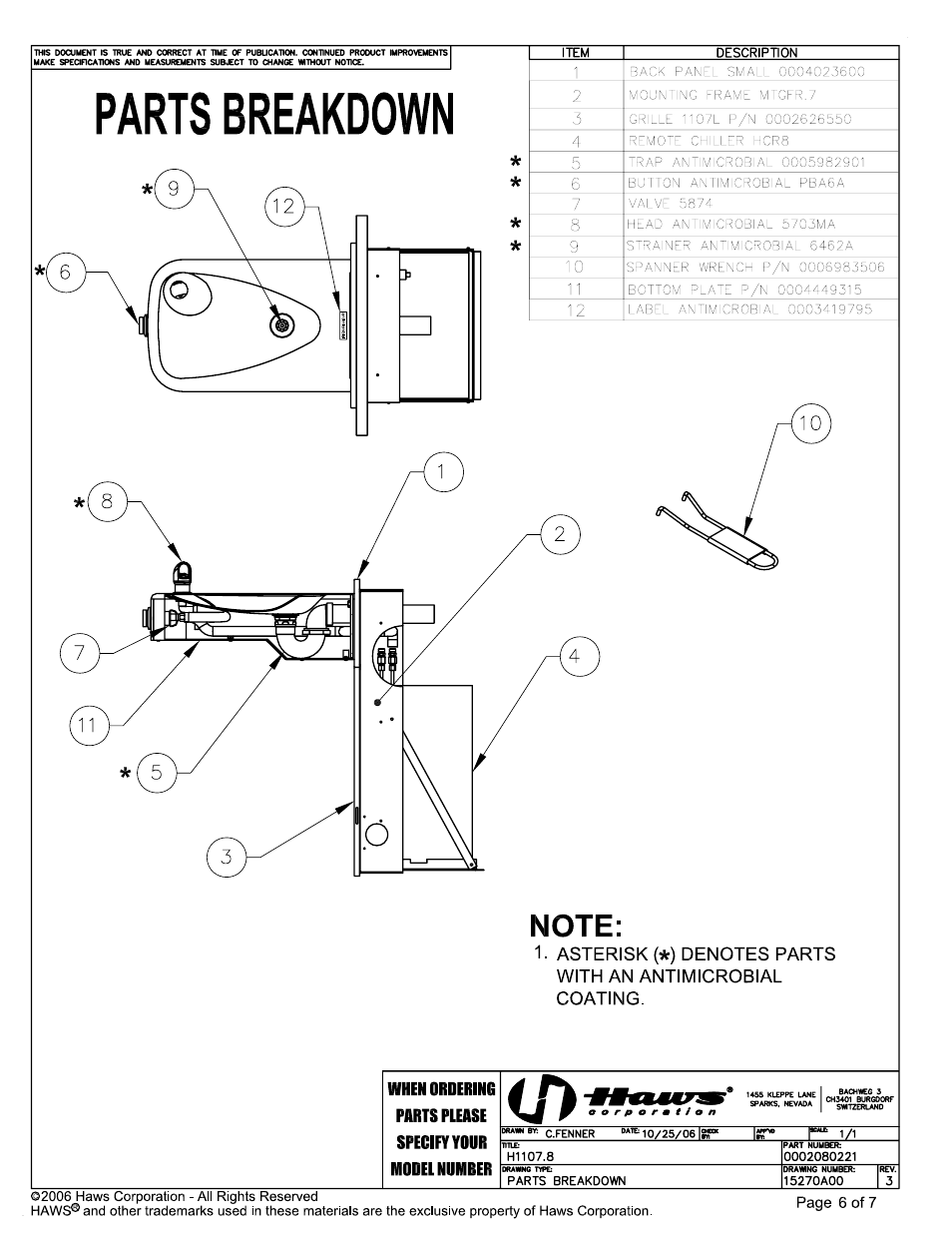 Haws H1107.8 User Manual | Page 6 / 7