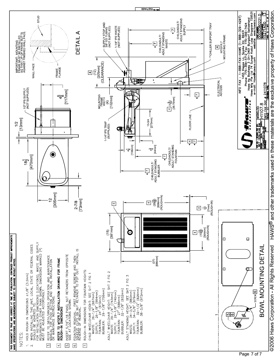 Haws H1107.8 User Manual | Page 7 / 7