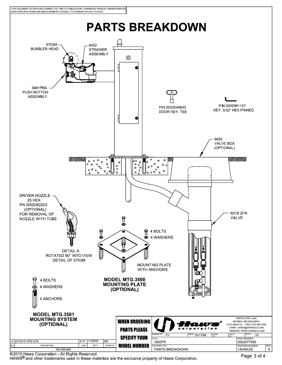 Haws 3500FR User Manual | Page 3 / 4