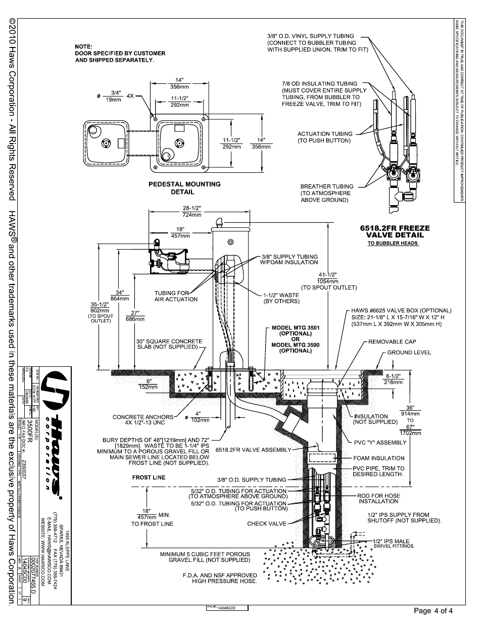 Haws 3500FR User Manual | Page 4 / 4