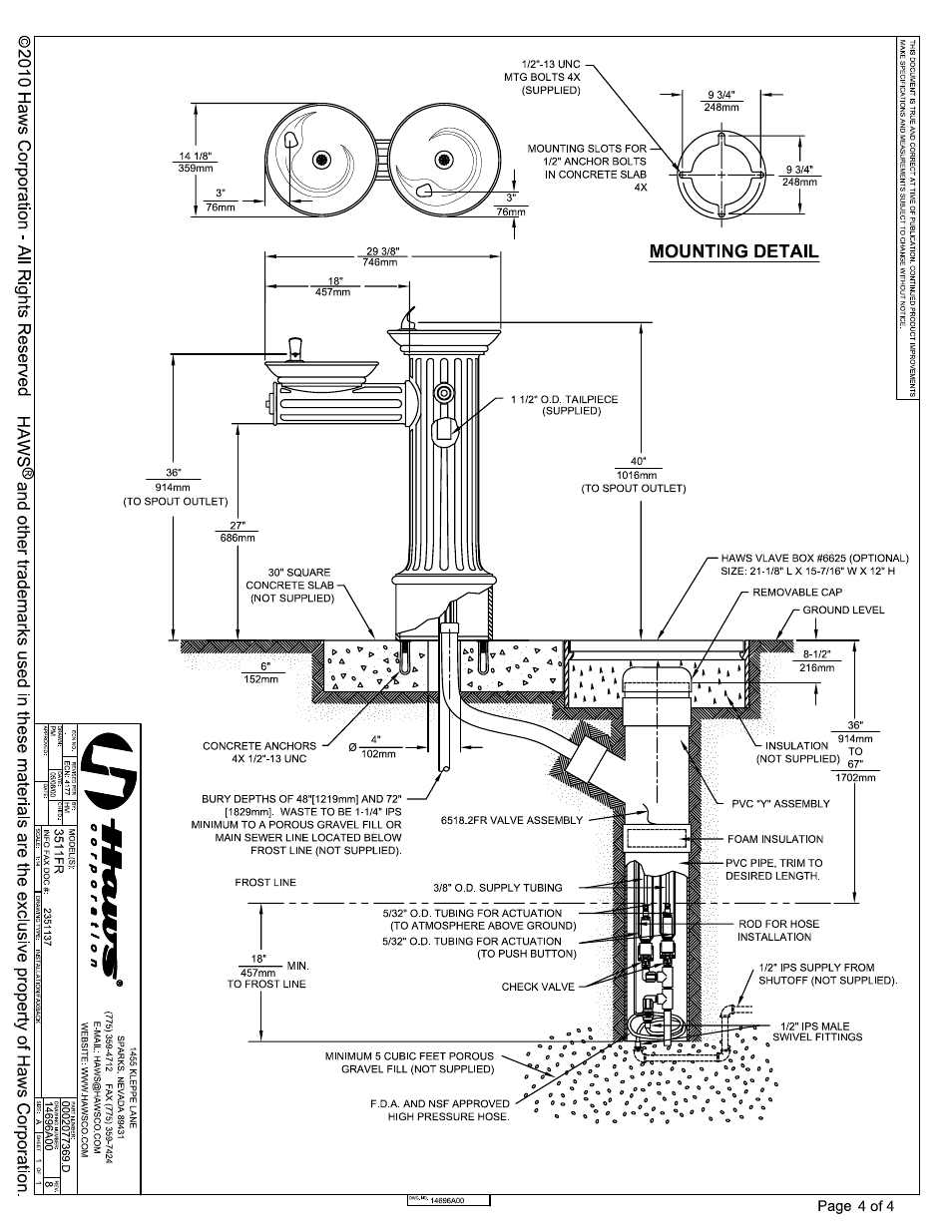 Haws 3511FR User Manual | Page 4 / 4