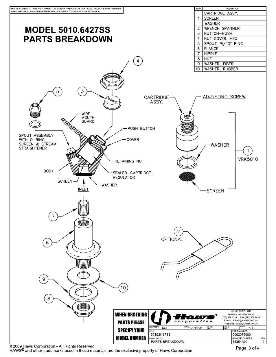 Haws 5010.6427SS User Manual | Page 3 / 4