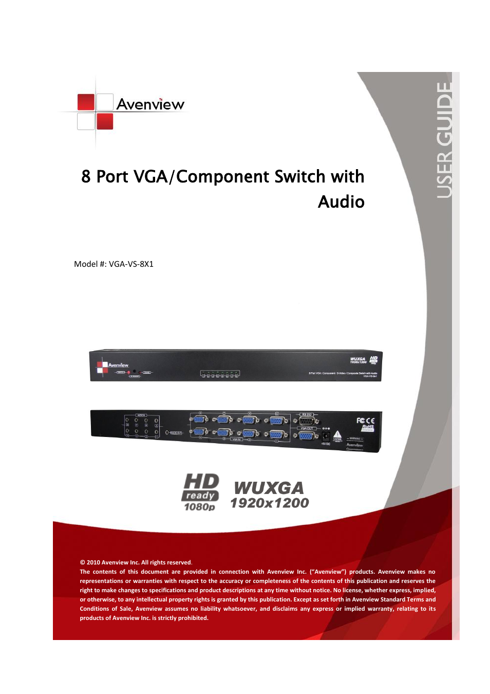 Avenview VGA-VS-8X1 User Manual | 10 pages