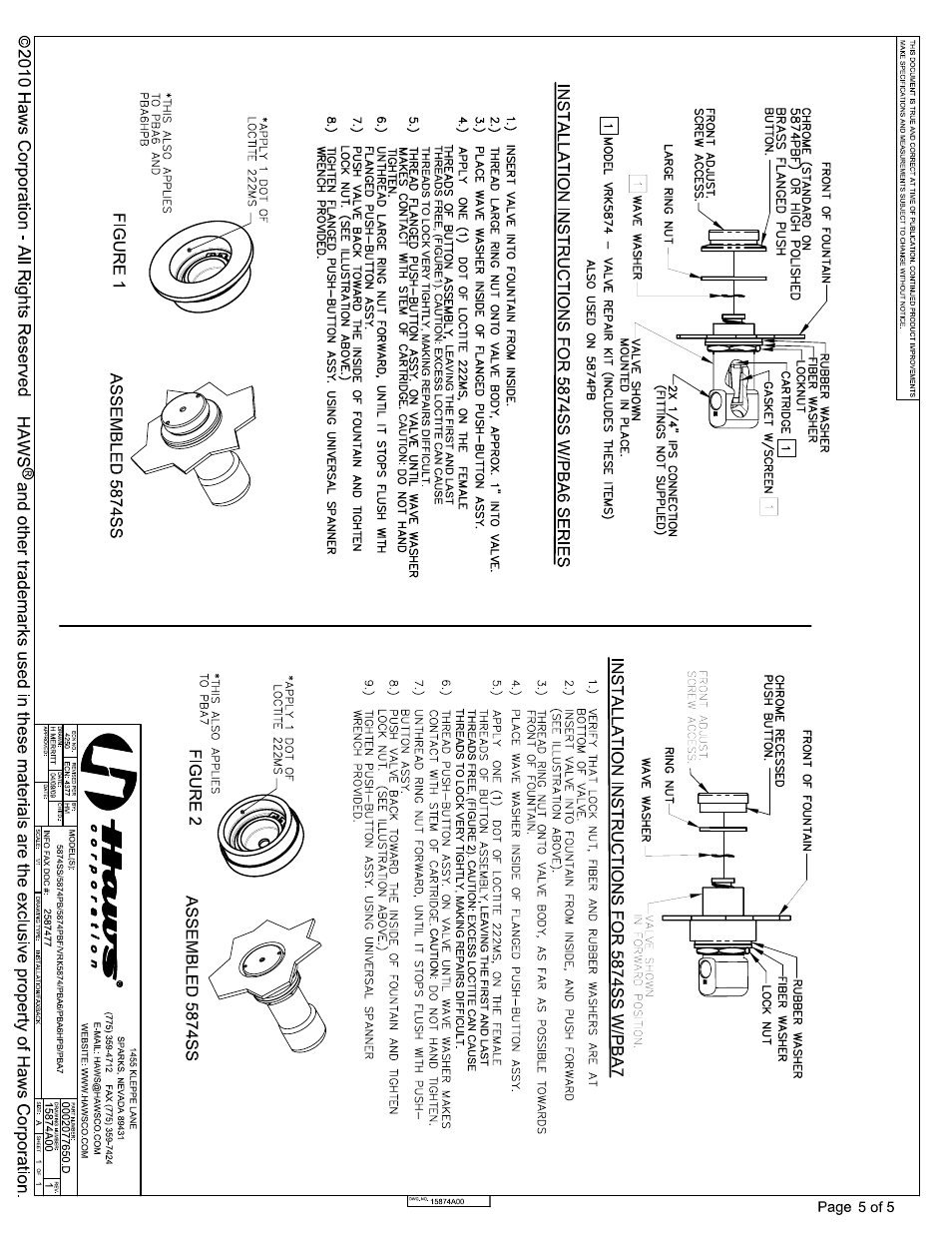 Haws PBA6HPB User Manual | Page 5 / 5