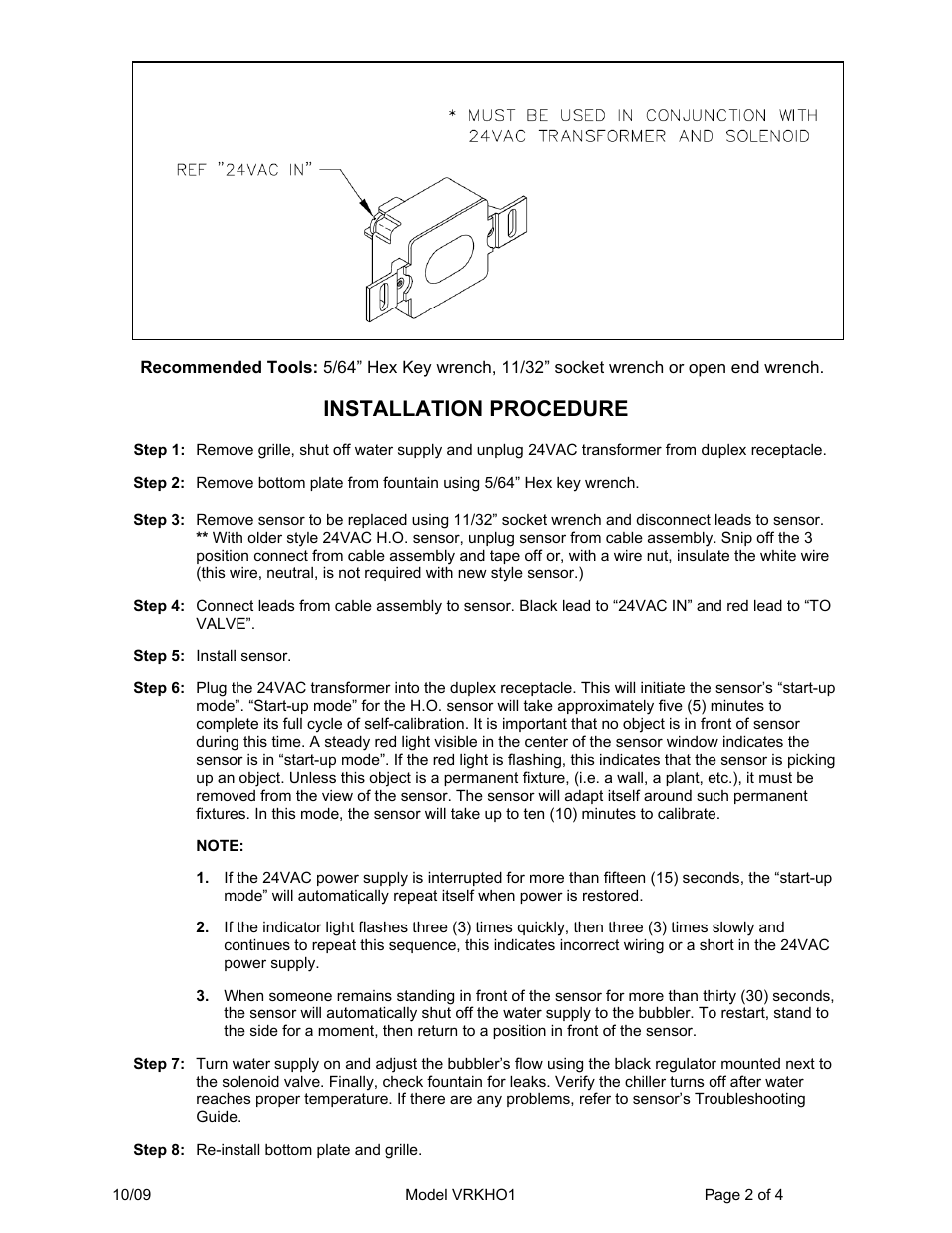 Installation procedure | Haws VRKHO1 User Manual | Page 2 / 4