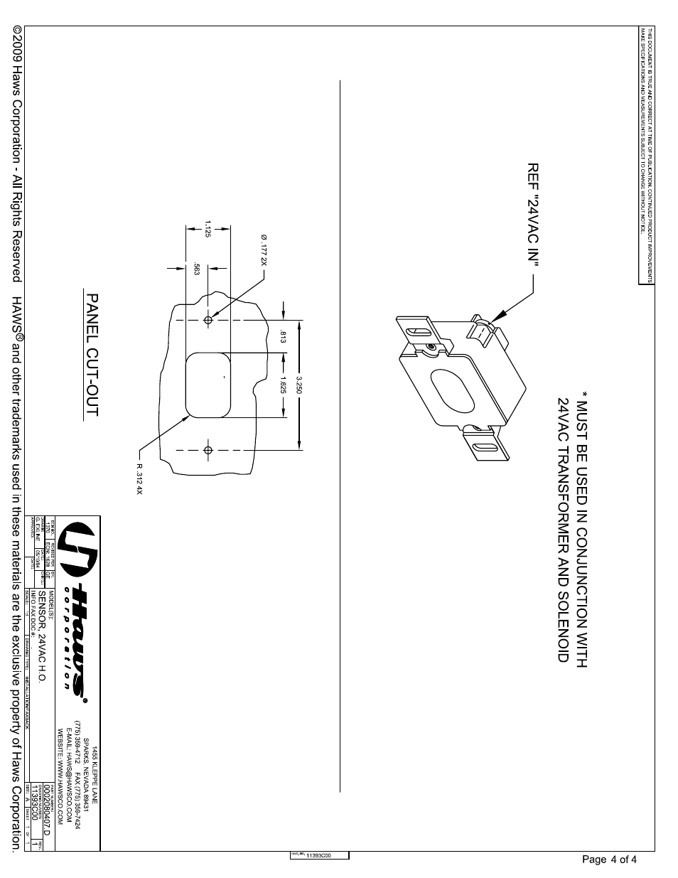 Haws VRKHO1 User Manual | Page 4 / 4