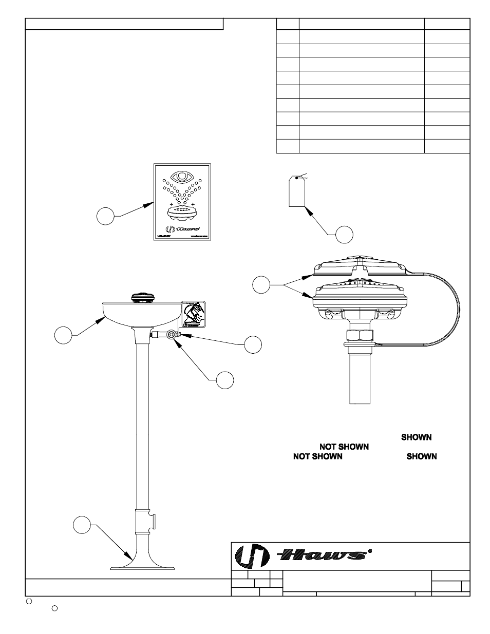Parts breakdown, Sp65 eye/face wash assembly, Optional 1 | Haws 7271 User Manual | Page 3 / 4