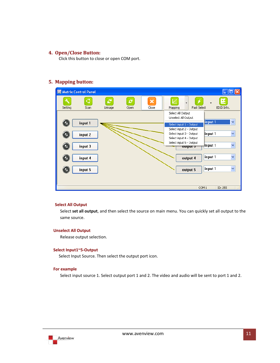 Avenview SW-VGA-5X5 User Manual | Page 11 / 19