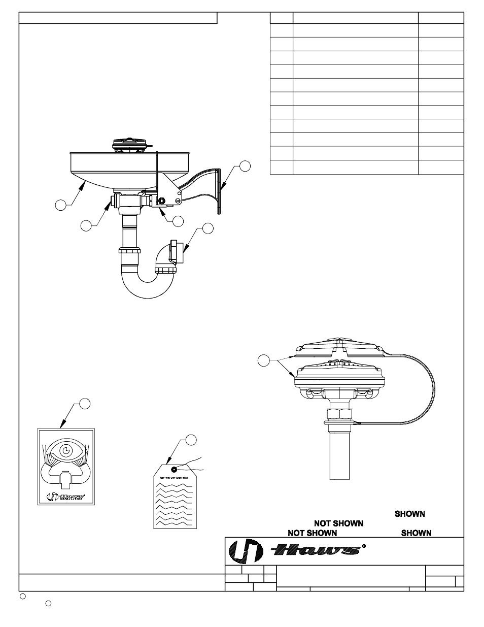 Parts breakdown, Sp65 eye/face wash assembly, Sp69fc | Haws 7460B User Manual | Page 3 / 4