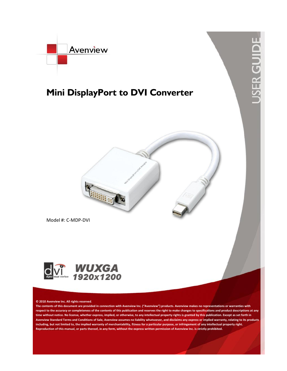 Avenview C-MDP-DVI User Manual | 7 pages