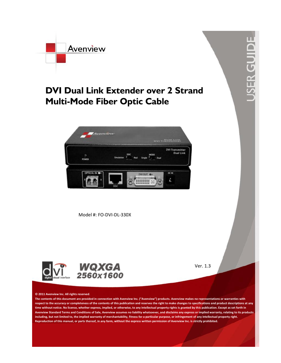 Avenview FO-DVI-DL-330X User Manual | 13 pages
