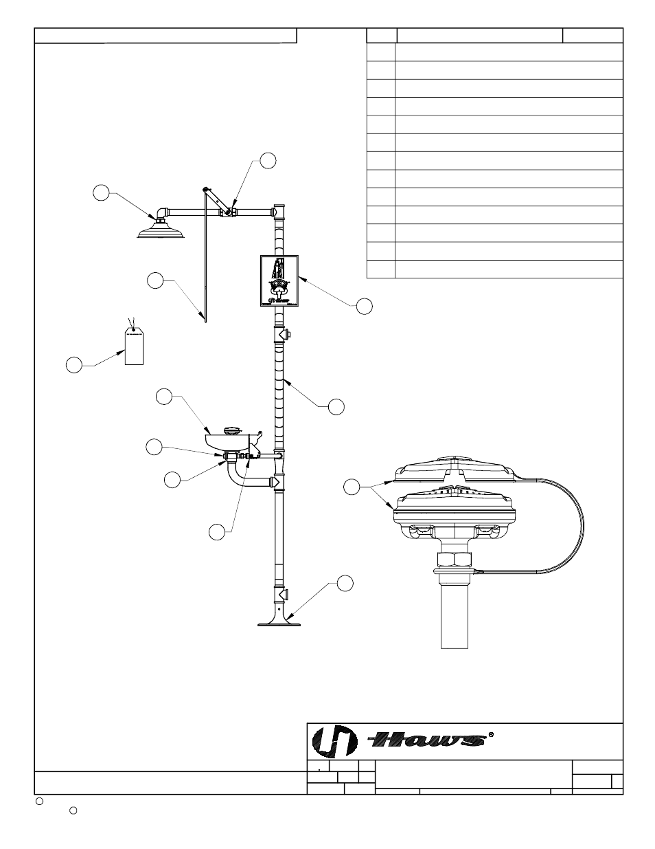 Parts breakdown, Sp65 eye/face wash assembly, 1sp65 eye/face wash assy | Vrkewstr str. repair kit, Sp829 shower head | Haws 8325 User Manual | Page 4 / 5