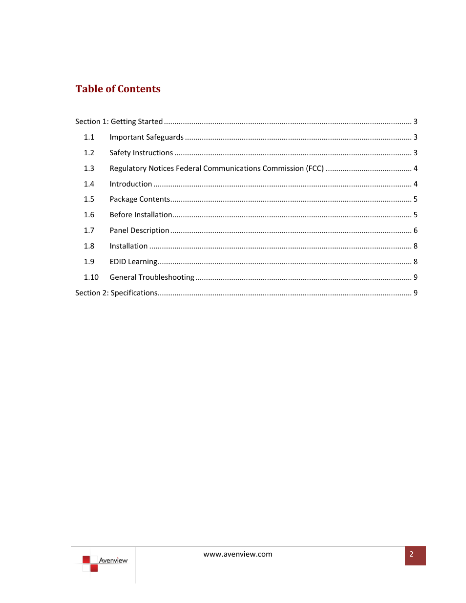 Avenview HDM-C5-3X-SET User Manual | Page 2 / 10