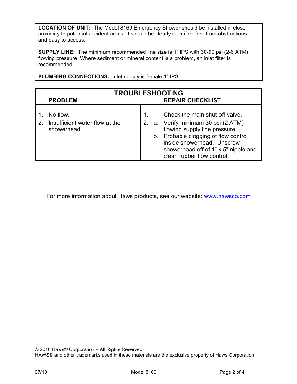 Haws 8169 User Manual | Page 2 / 4