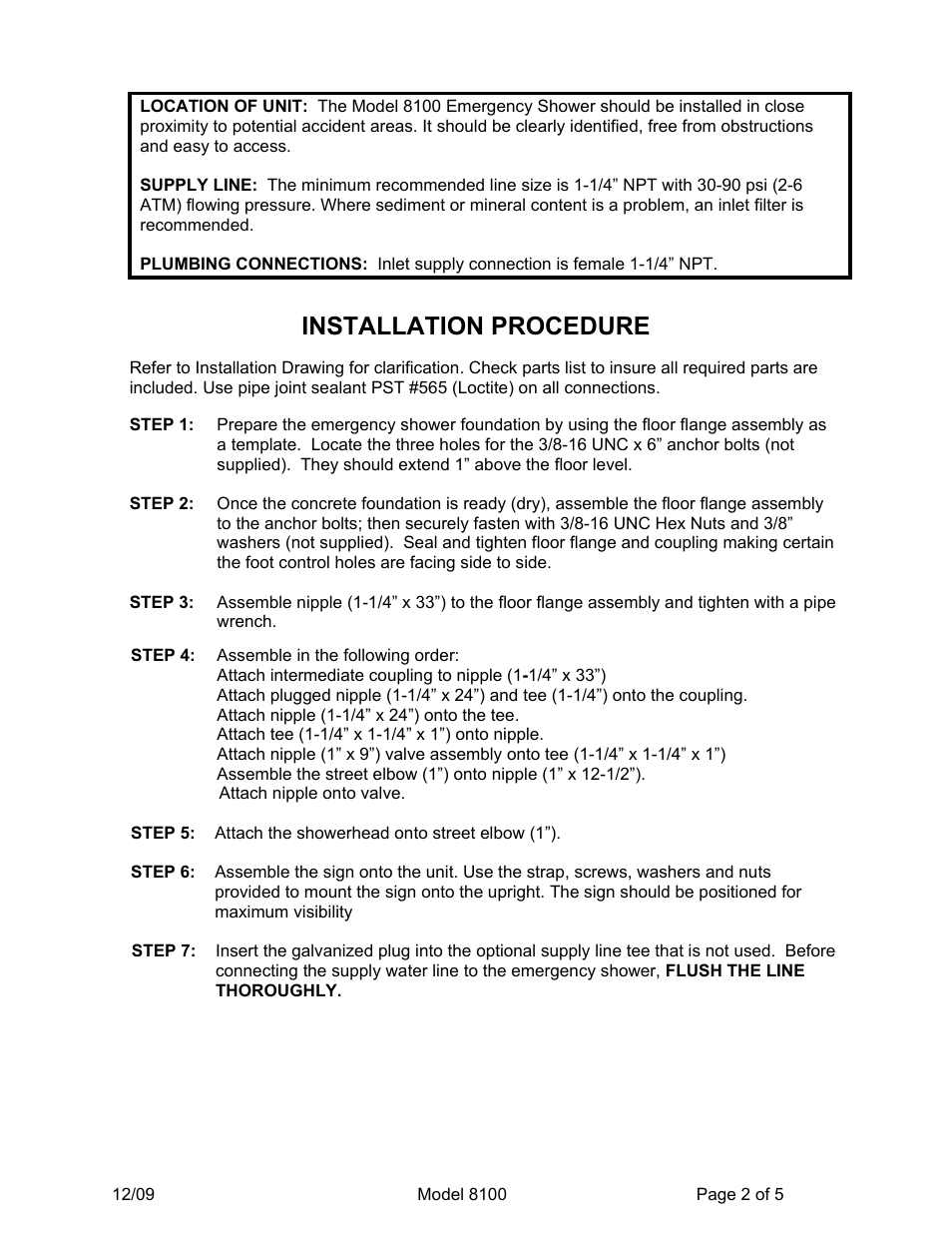 Installation procedure | Haws 8100 User Manual | Page 2 / 5