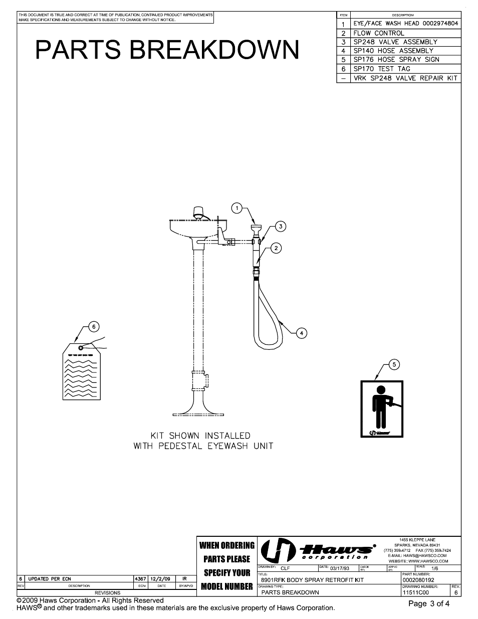 Haws 8901RFK User Manual | Page 3 / 4