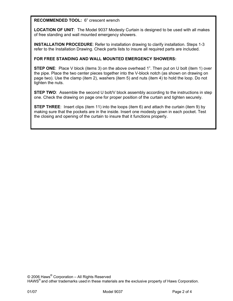 Haws 9037 User Manual | Page 2 / 4