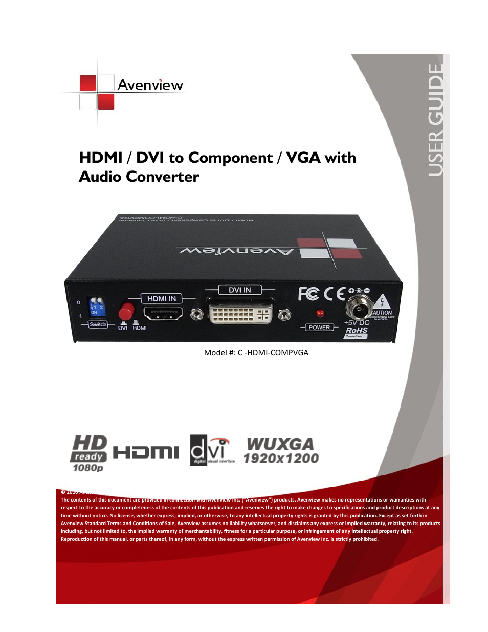 Avenview C-HDMI-COMPVGA User Manual | 13 pages