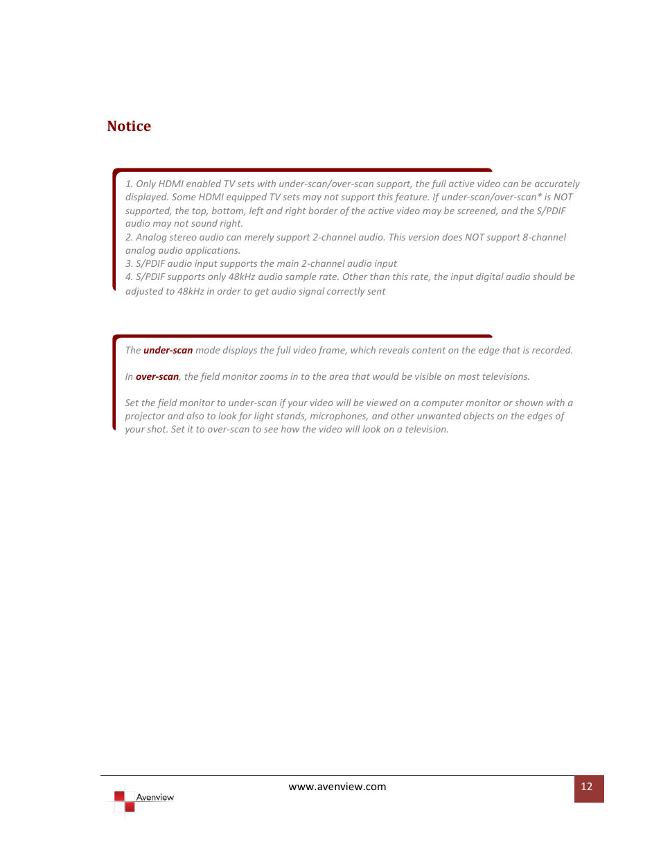 Avenview C-HDMI-COMPVGA User Manual | Page 12 / 13