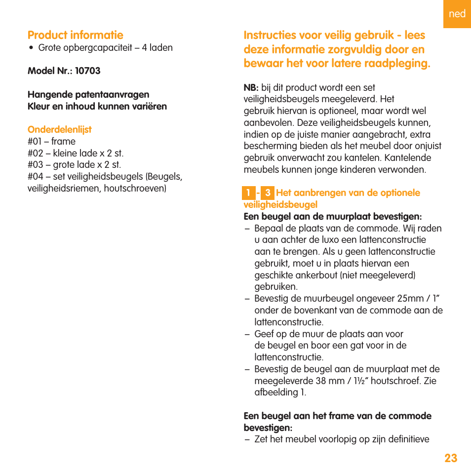 Product informatie | bloom luxo dresser User Manual | Page 26 / 28