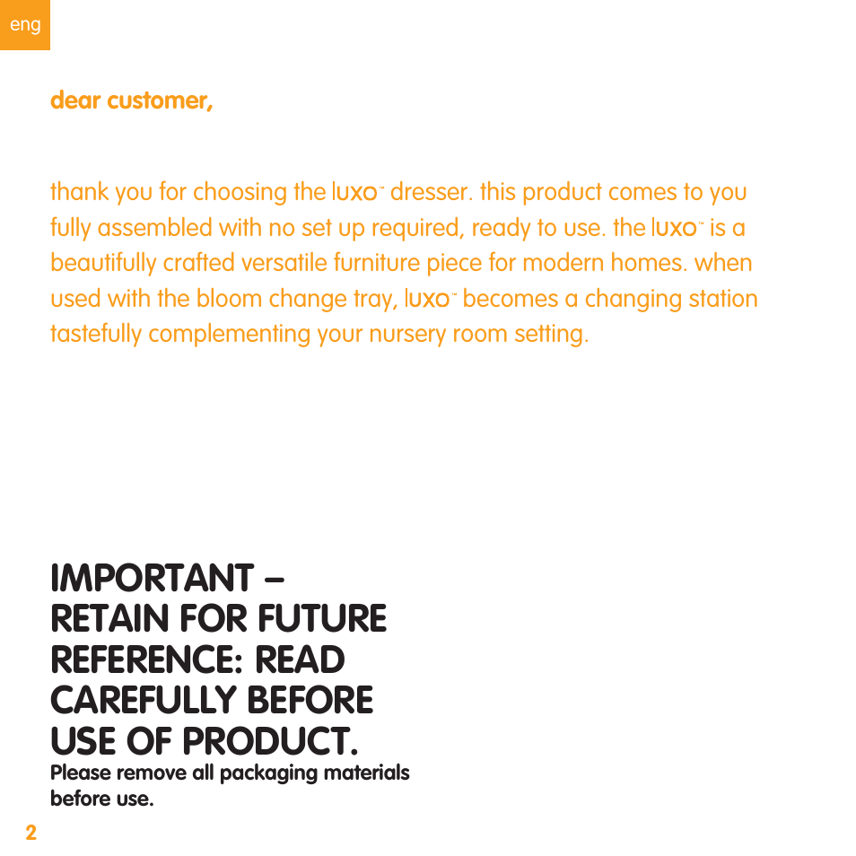 bloom luxo dresser User Manual | Page 5 / 28