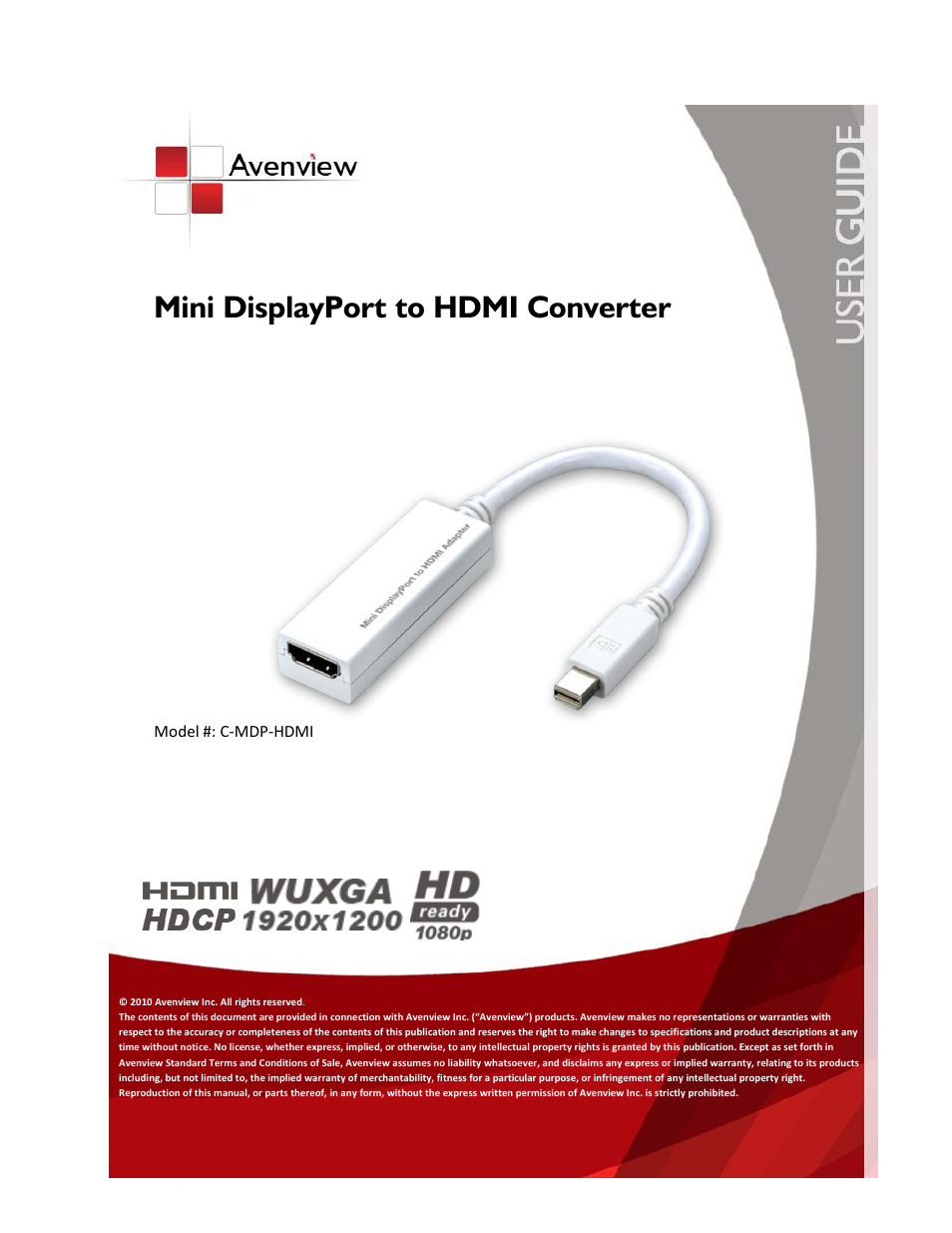 Avenview C-MDP-HDMI User Manual | 7 pages