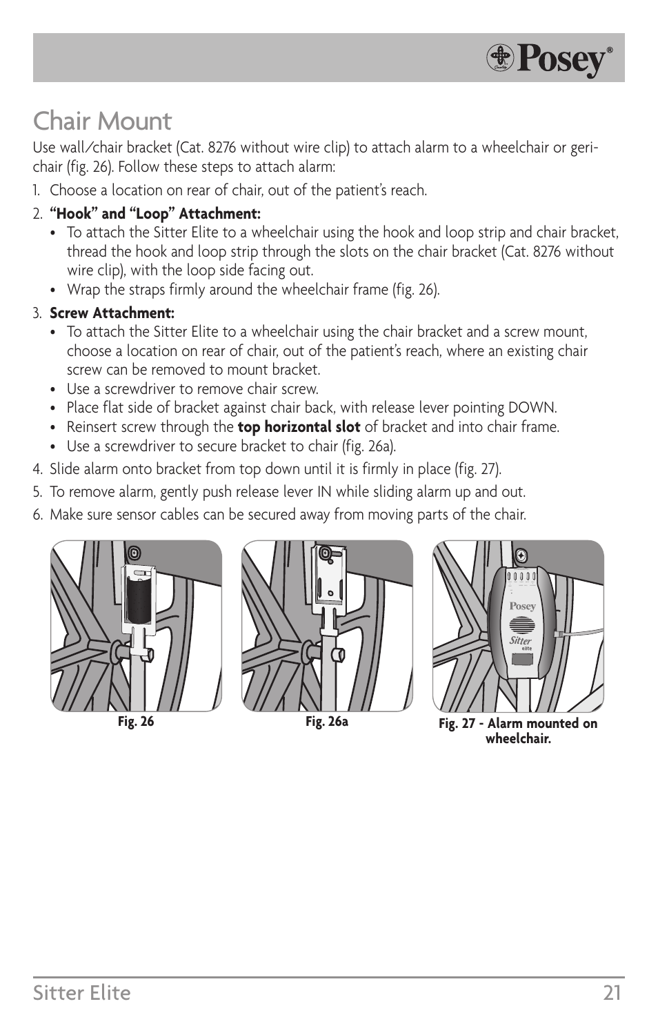 Chair mount, Sitter elite 21 | Posey Sitter Elite® User Manual | Page 21 / 40