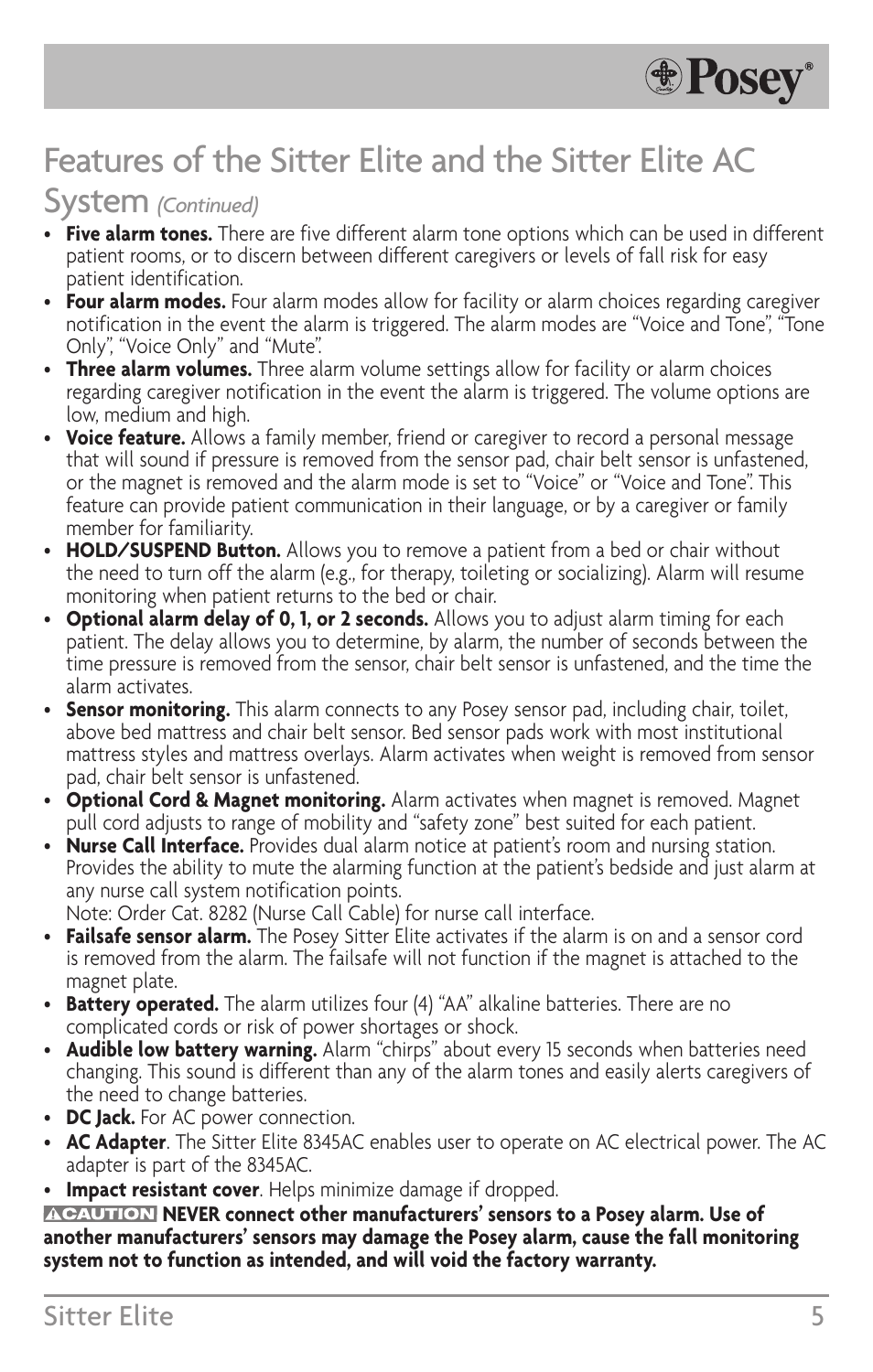 Sitter elite 5 | Posey Sitter Elite® User Manual | Page 5 / 40